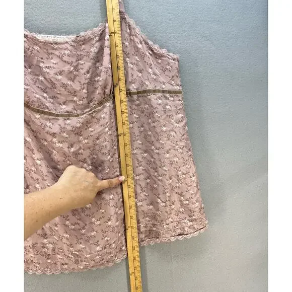 Tommy Hilfiger Women's Y2K Babydoll Tank Top Size 24 Floral Pattern Silk 90s - Picture 11 of 12